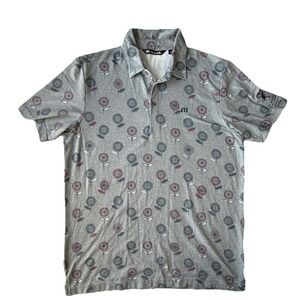 Travis Mathew Polo Shirt Men Large Performance Stretch Allover Floral Print Golf